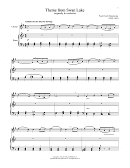 page one of Theme From Swan Lake (Clarinet and Piano)
