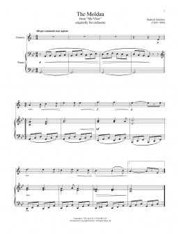 page one of The Moldau (Clarinet and Piano)
