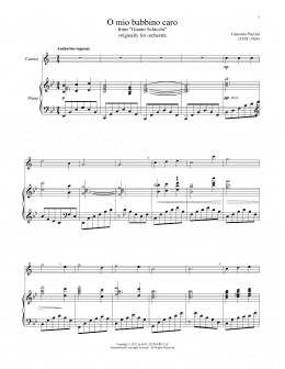 page one of O Mio Babbino Caro (Clarinet and Piano)