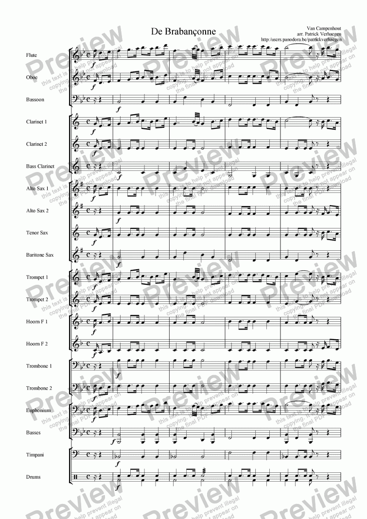page one of Braban�onne (for wind band)