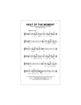 page one of Heat Of The Moment (Lead Sheet / Fake Book)