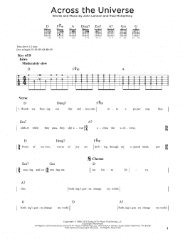 page one of Across The Universe (Guitar Rhythm Tab)