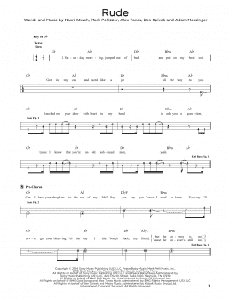 page one of Rude (Easy Bass Tab)