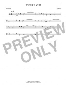 page one of Water Is Wide (Trombone Solo)