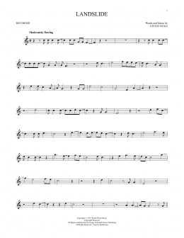 page one of Landslide (Recorder Solo)