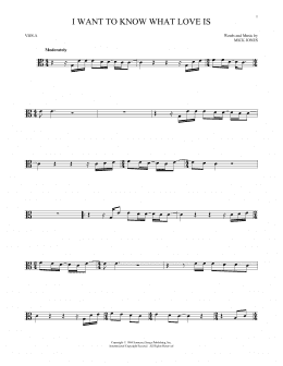 page one of I Want To Know What Love Is (Viola Solo)
