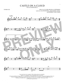 page one of Castle On A Cloud (from Les Miserables) (Tenor Sax Solo)