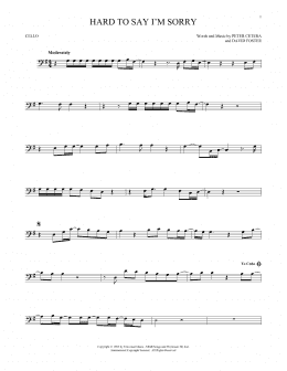 page one of Hard To Say I'm Sorry (Cello Solo)