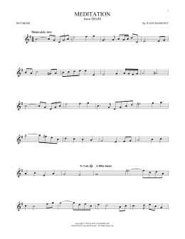 page one of Meditation (Recorder Solo)