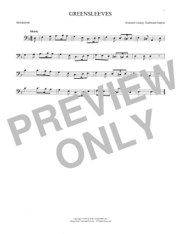 page one of Greensleeves (Trombone Solo)