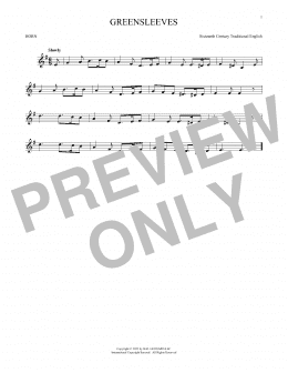 page one of Greensleeves (French Horn Solo)