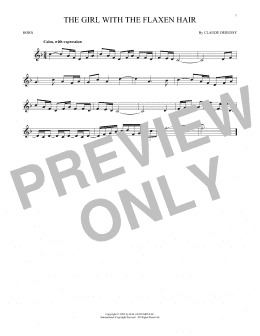 page one of La Fille Aux Cheveux De Lin (The Girl With The Flaxen Hair) (French Horn Solo)