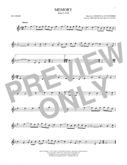 page one of Memory (from Cats) (Recorder Solo)