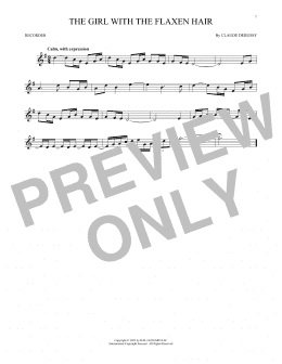 page one of La Fille Aux Cheveux De Lin (The Girl With The Flaxen Hair) (Recorder Solo)