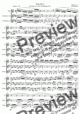 page one of Trio Nr.1 für Flöte in C und 2 Klarinetten in B