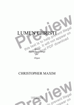 page one of LUMEN CHRISTI  (Seven Plainsong Settings for organ solo)