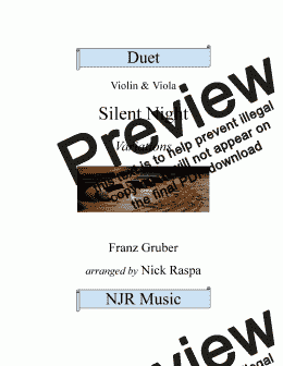 page one of Silent Night - Variations (Violin & Viola)