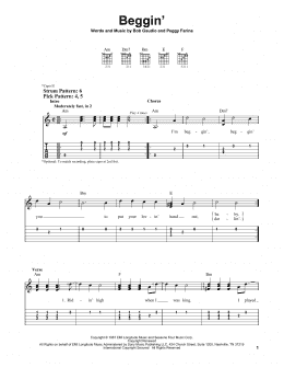page one of Beggin' (Easy Guitar Tab)