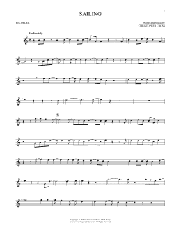 page one of Sailing (Recorder Solo)