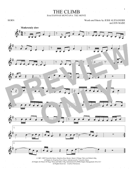 page one of The Climb (from Hannah Montana: The Movie) (French Horn Solo)