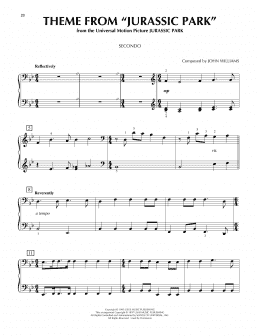 page one of Theme From "Jurassic Park" (Piano Duet)