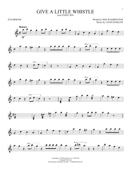 page one of Give A Little Whistle (from Pinocchio) (Xylophone Solo)
