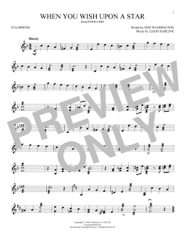 page one of When You Wish Upon A Star (from Pinocchio) (Xylophone Solo)