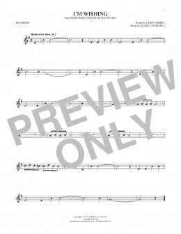 page one of I'm Wishing (from Snow White And The Seven Dwarfs) (Recorder Solo)