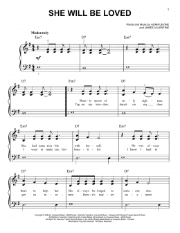 page one of She Will Be Loved (Very Easy Piano)