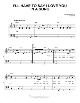 page one of I'll Have To Say I Love You In A Song (Very Easy Piano)