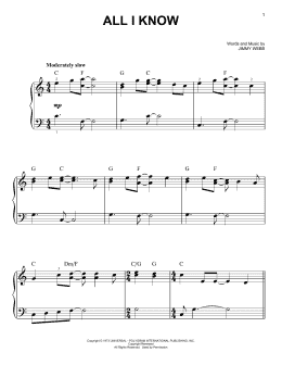 page one of All I Know (Very Easy Piano)
