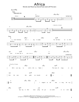 page one of Africa (Easy Bass Tab)