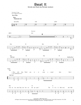page one of Beat It (Easy Bass Tab)