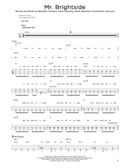 page one of Mr. Brightside (Easy Bass Tab)