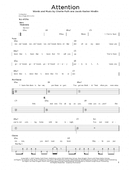page one of Attention (Easy Bass Tab)