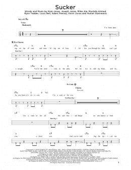 page one of Sucker (Easy Bass Tab)