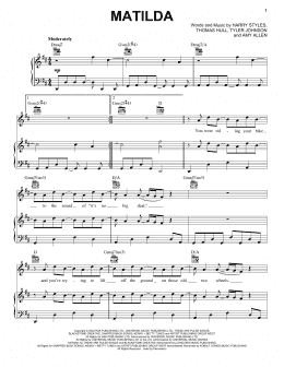 page one of Matilda (Piano, Vocal & Guitar Chords (Right-Hand Melody))