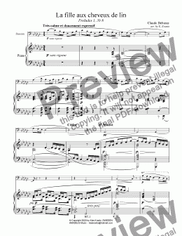 page one of La fille aux cheveux de lin / The girl with the flaxen hair for bassoon and piano 