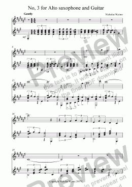 page one of No,3 for Alto Saxophone and Guitar