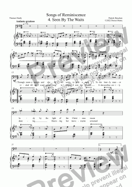 page one of Songs of Reminiscence (Thomas Hardy, poet) for Baritone Voice and Piano - 4. Seen By The Waits