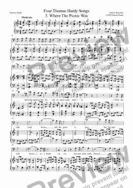 page one of Songs Of Reminiscence (Thomas Hardy, poet) for Baritone and Piano - 3. Where The Picnic Was