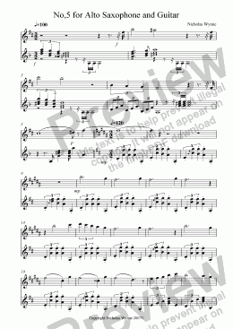 page one of No,5 for Alto Saxophone and Guitar