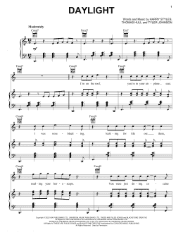 page one of Daylight (Piano, Vocal & Guitar Chords (Right-Hand Melody))