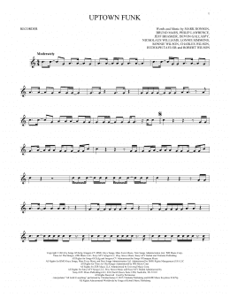 page one of Uptown Funk (feat. Bruno Mars) (Recorder Solo)