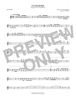 page one of Evermore (from Beauty And The Beast) (Recorder Solo)