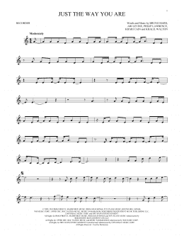 page one of Just The Way You Are (Recorder Solo)