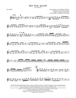 page one of See You Again (feat. Charlie Puth) (Recorder Solo)