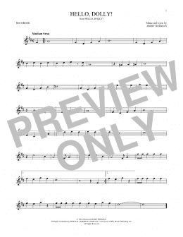 page one of Hello, Dolly! (Recorder Solo)