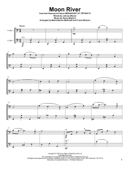 page one of Moon River (Cello Duet)