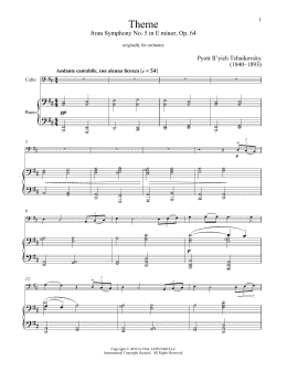 page one of Andante Cantabile (Cello and Piano)